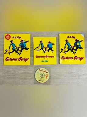 HOMESCHOOL/TEACHER Bundle - THREE (3) Curious George Books AND Audio CD
